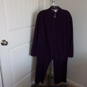 Allison Daley Purple Corduroy 2 Piece Pant Set Size 2X